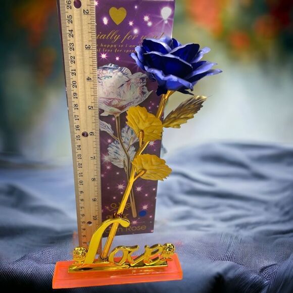 24K l Forever Blue Rose l LOVE l Box & Stand l New - Picture 4 of 8